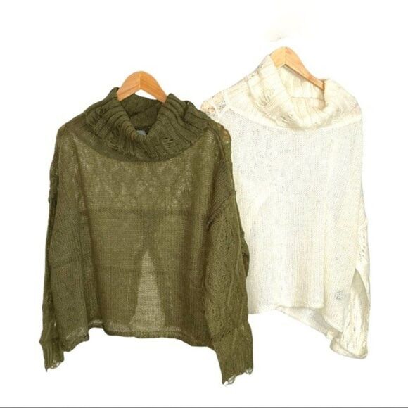 POL Open Weave Turtleneck Sweater In Olive - Picture 13 of 13